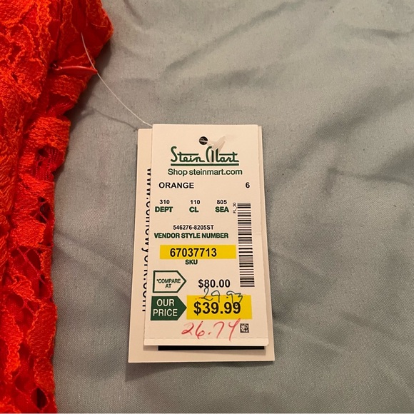 NEW ECI red-orange floral lace v-neck sleeveless blouse women’s size 6 - Picture 10 of 11